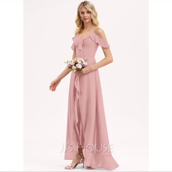 JJs House Dresses Nwt Jjs House Blush Pink Ruffles Vneck Chiffon